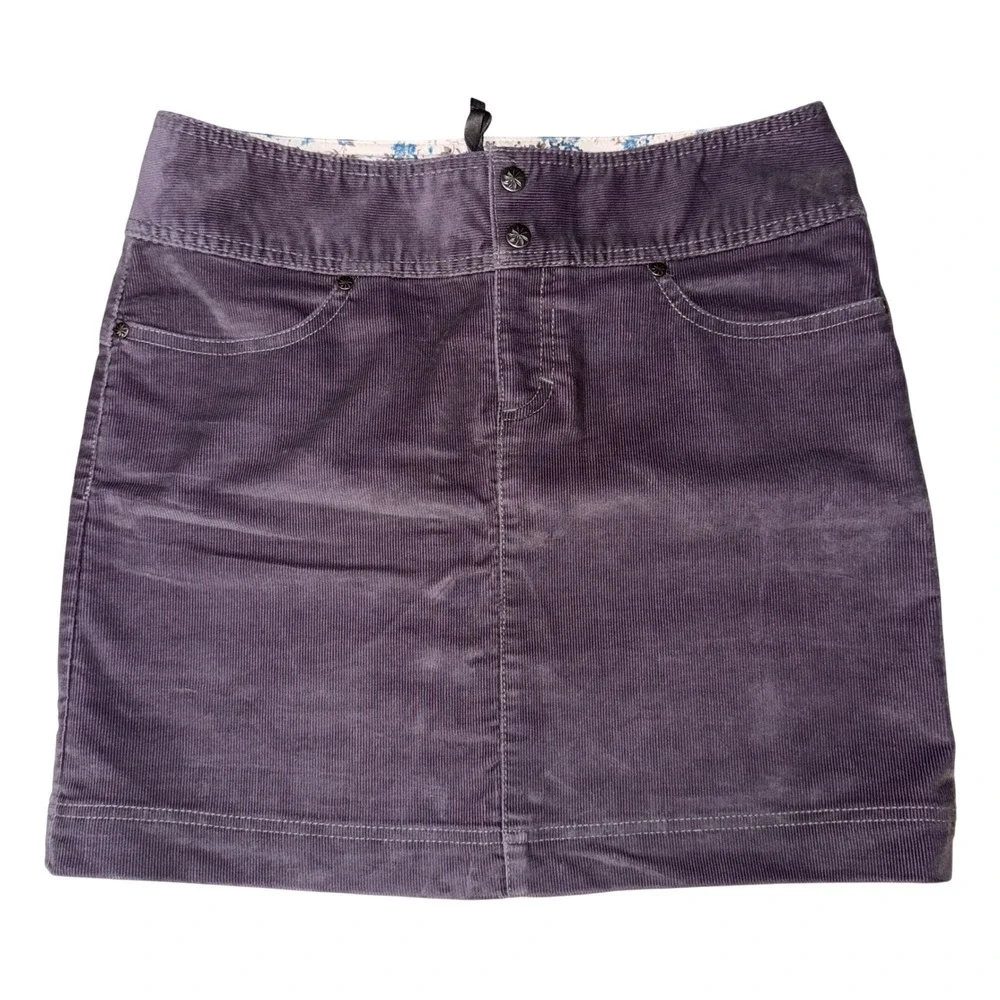 Athleta Ridge‎ Corduroy Hiking Skirt 6 Purple Stretch 5-Pocket Floral Lining
